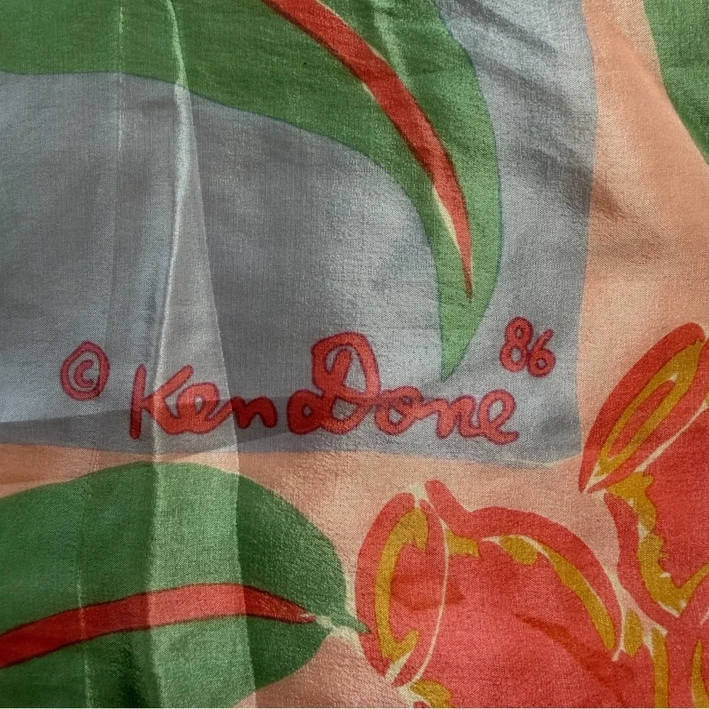 KEN DONE 1986 Vintage Silk Scarf 29” Pink Koalas Sun Australia 100% Silk